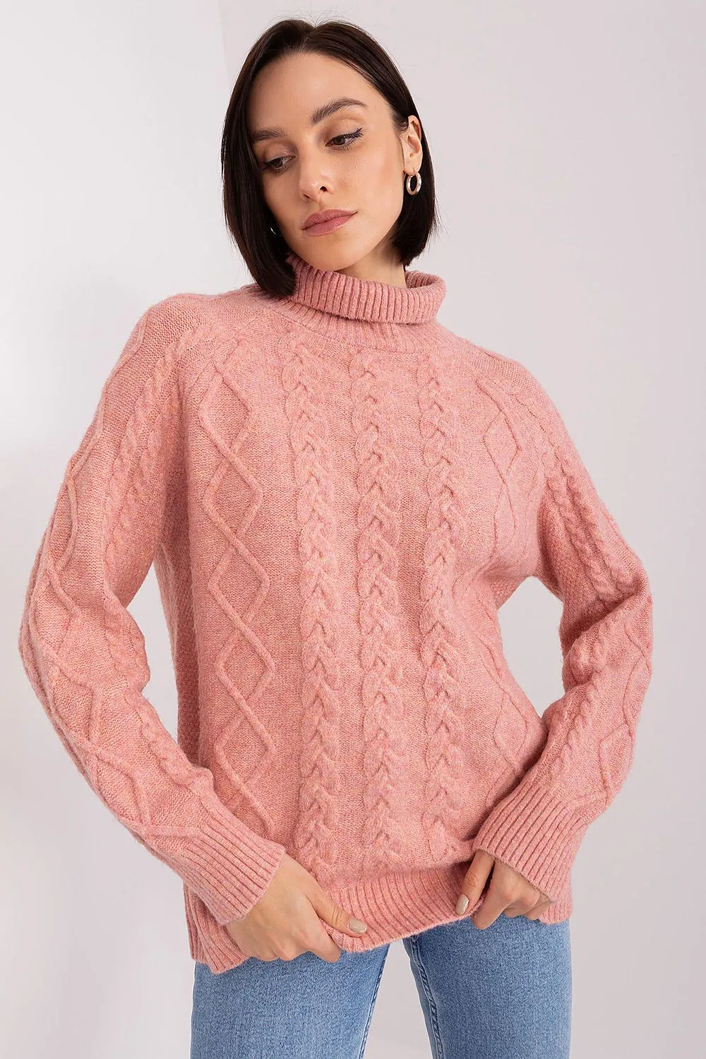 A.T. Oversized European Knitted Turtleneck Sweater-model 189230