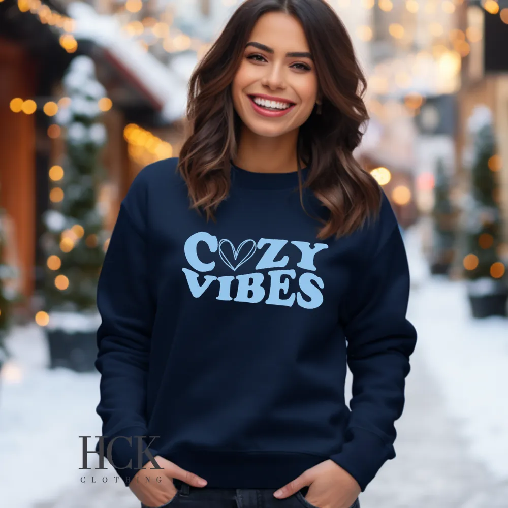 Blue Cozy Vibes Crewneck Sweatshirt- 2 COLORS