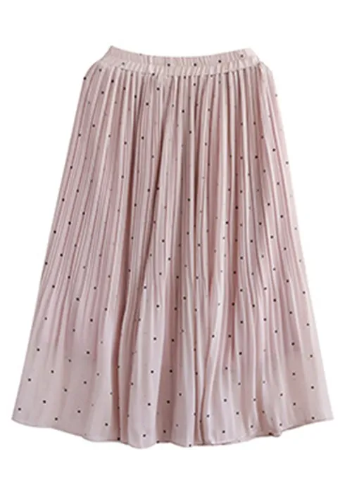 Bohemian Pink Elastic Waist Dot Print Chiffon Skirts Summer LY7207