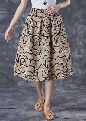 Boho Golden High Waist Jacquard A Line Skirts Summer LY7066