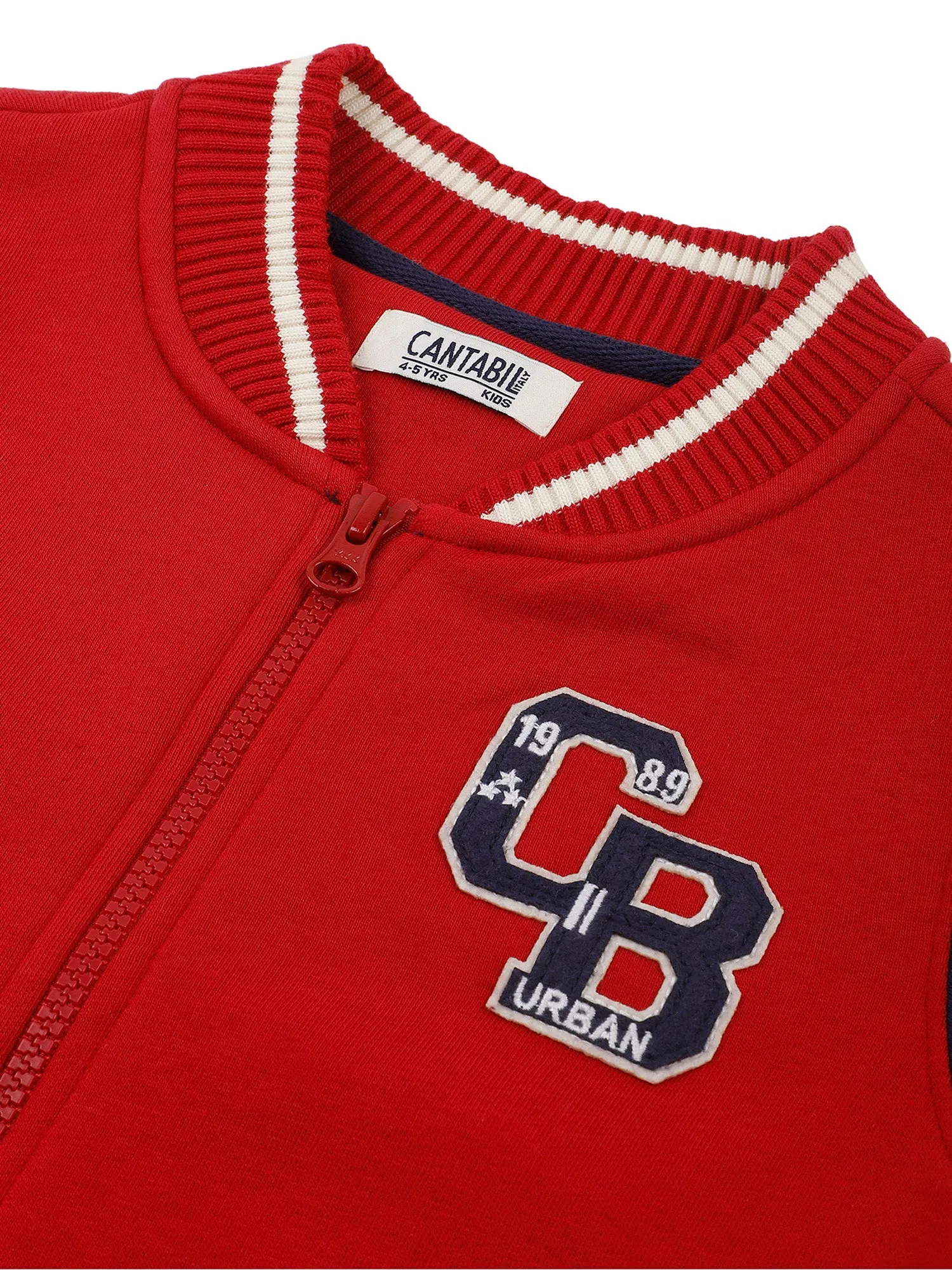 Boys Casual Red Full Sleeve Cardigan Sweatshirt