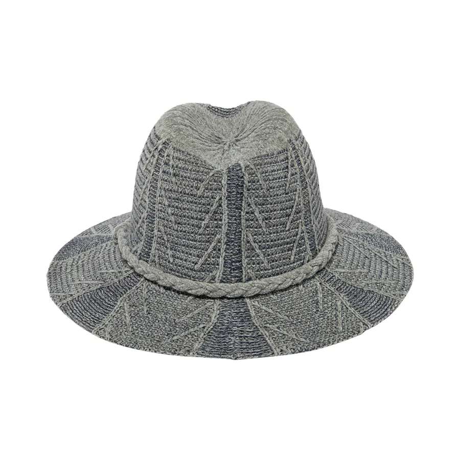 Chenille Patterned Fedora in Denim