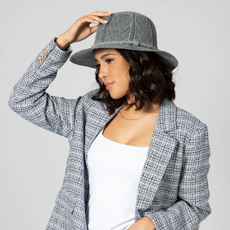 Chenille Patterned Fedora in Denim