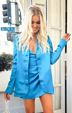 Felix Blazer ~ Blue Luxe Satin