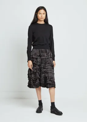 Garment Washed Layered Ruffle Pants