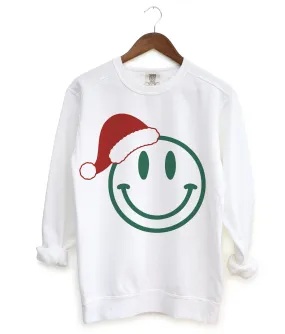 Gildan or Comfort Colors Christmas Sweatshirt - Unisex Sweatshirt- Smiley Santa- Youth and Adult Sizes