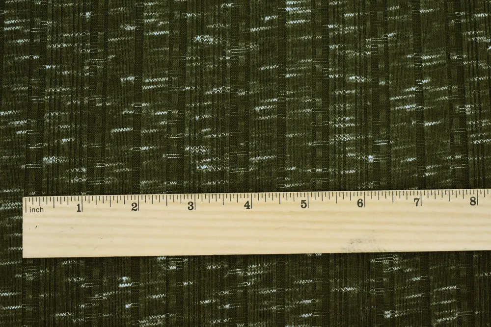 Green-White Polyester Slub Multi Rib Knit Fabric