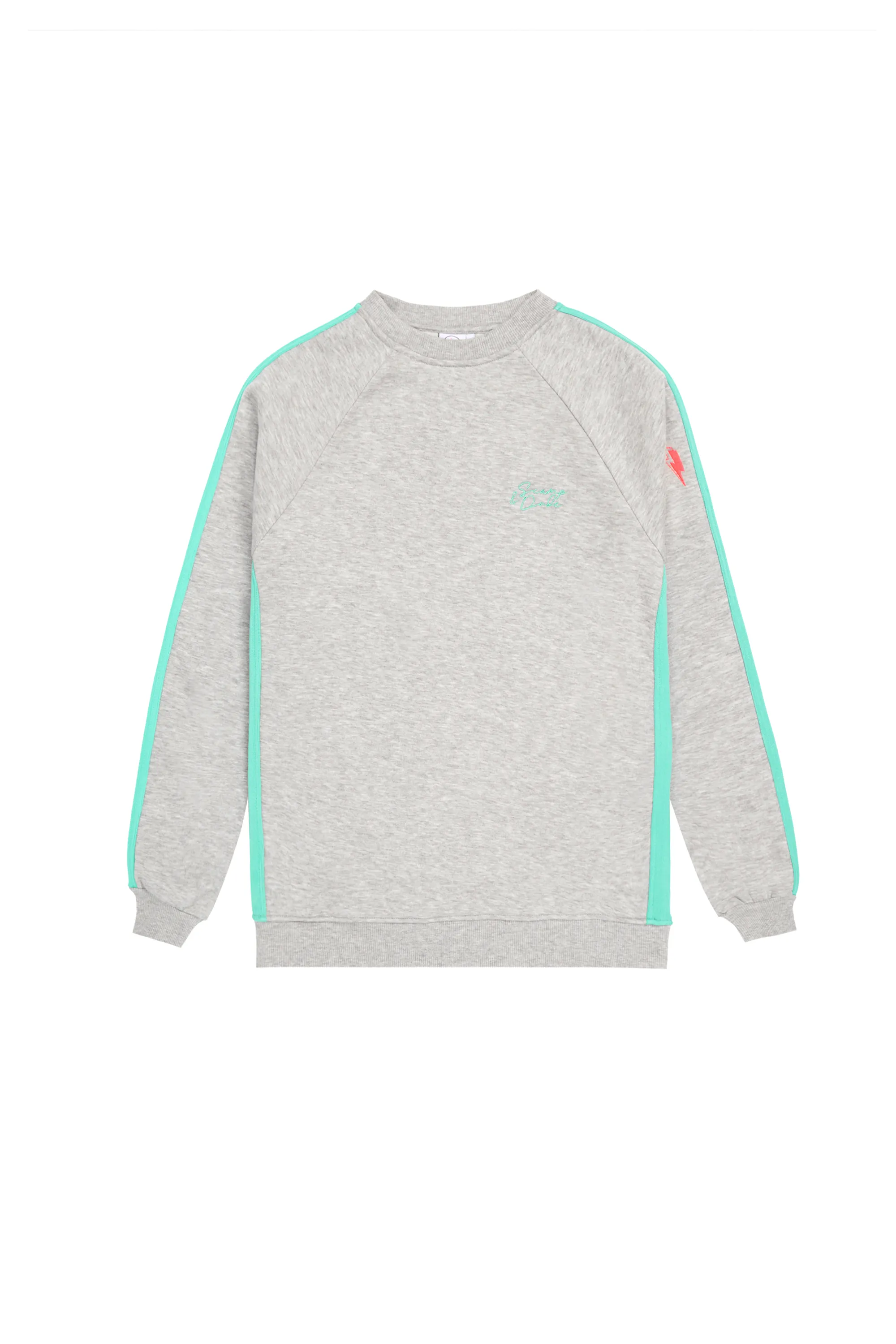 Grey Marl with Turquoise Colourblock Relaxed Sweatshirt