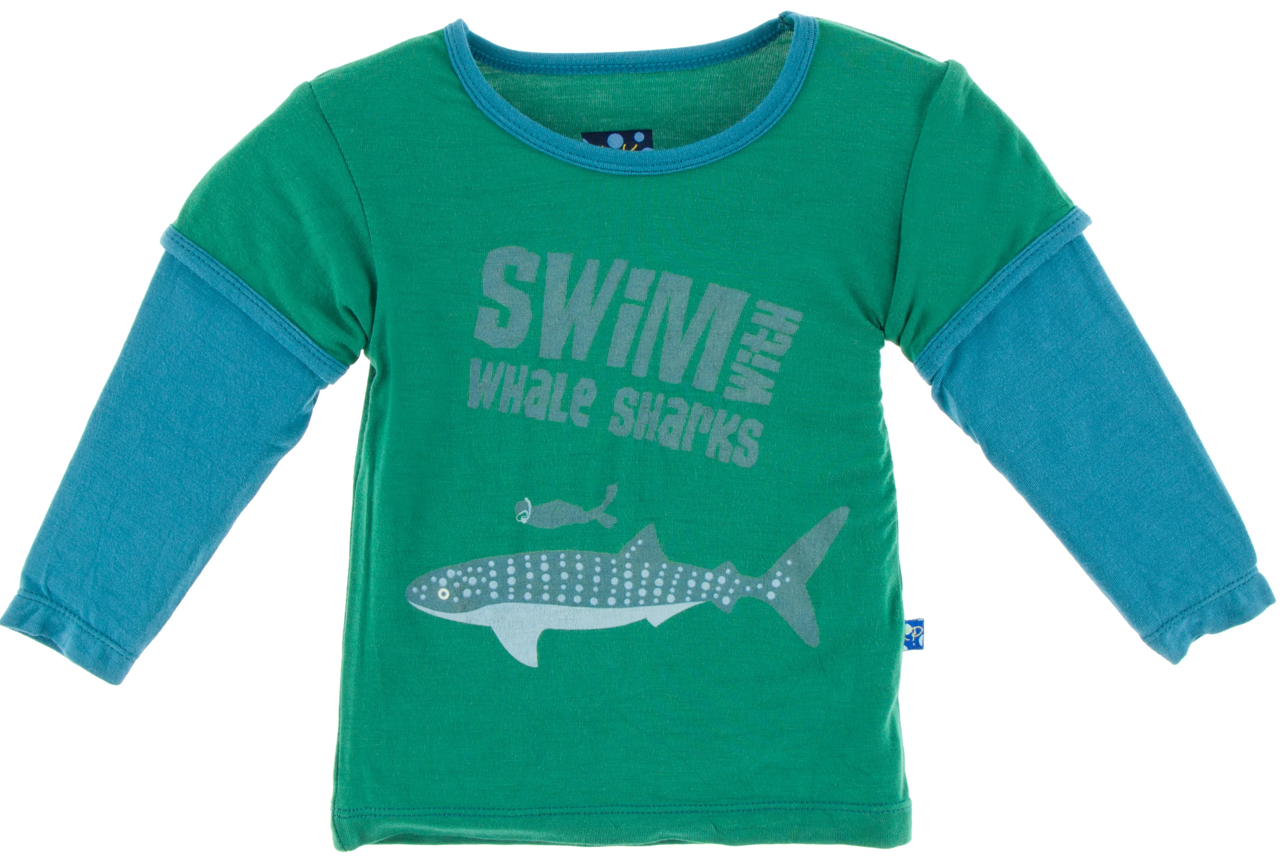 KicKee Pants Shady Glade Swim w/Whale Shark LS Double Layer Tee