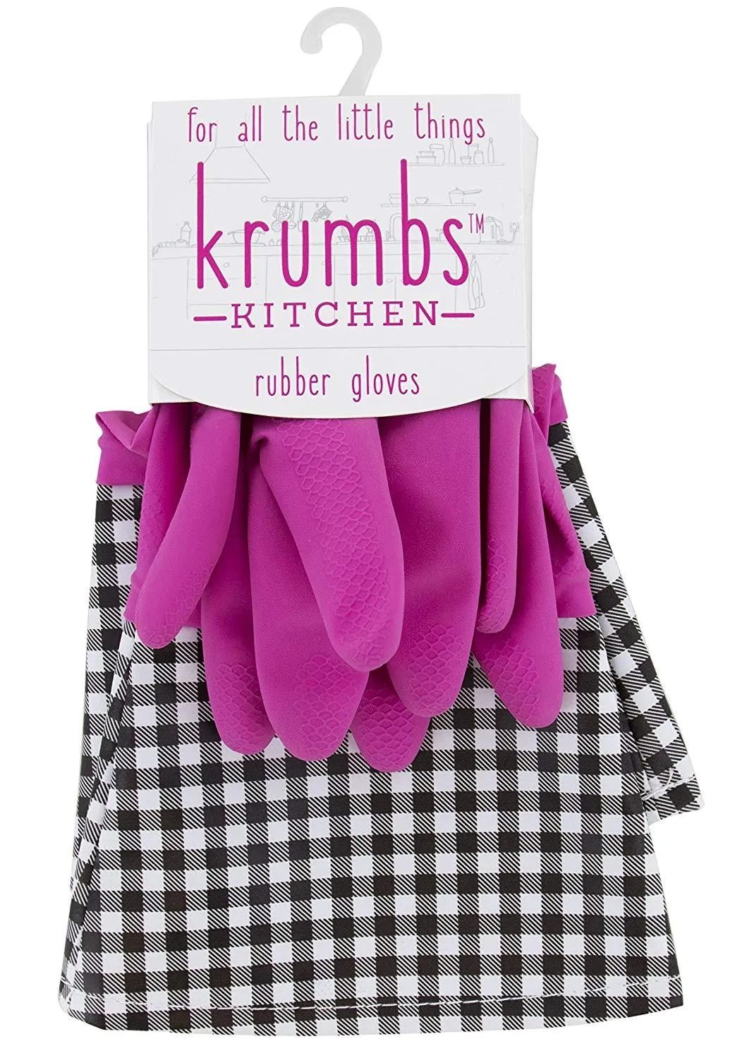 Krumbs Kitchen Rubber Gloves In Pink Gingham