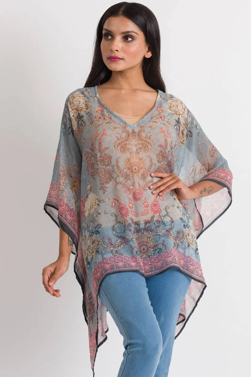 Kumari Cupro Tops: Silver Leaves