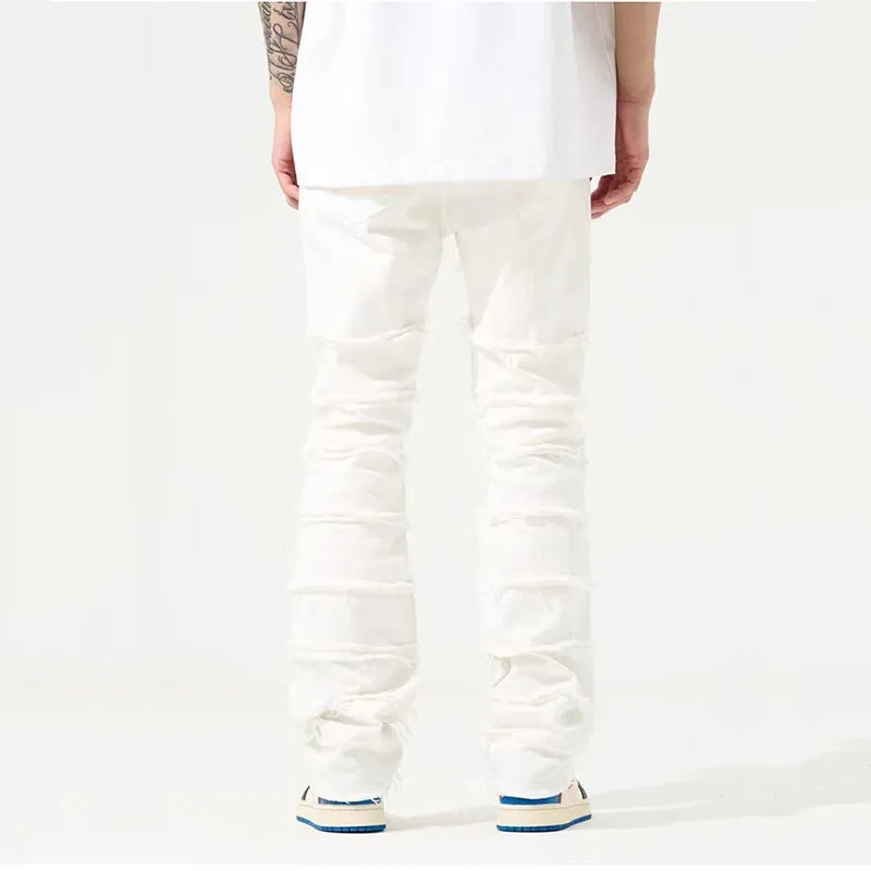 Layered Frayed Denim Trousers