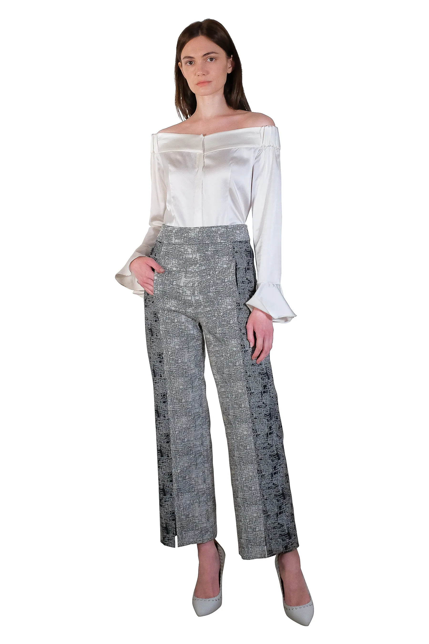 Leila Two-Toned Trousers Jacquard