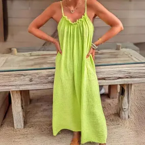 Long Sexy Hollow Off Pleated Solid Sun Summer Beach Dress