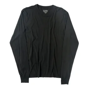 Long Sleeve Crew Neck Cotton Tee - Sharp Black #9104