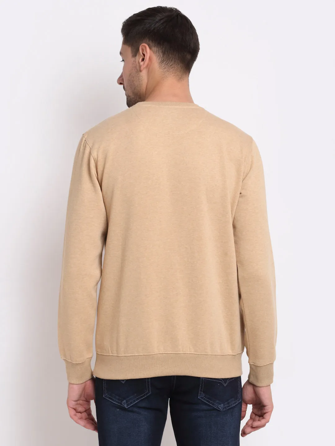 Men Light Brown Printed Sweatshirt