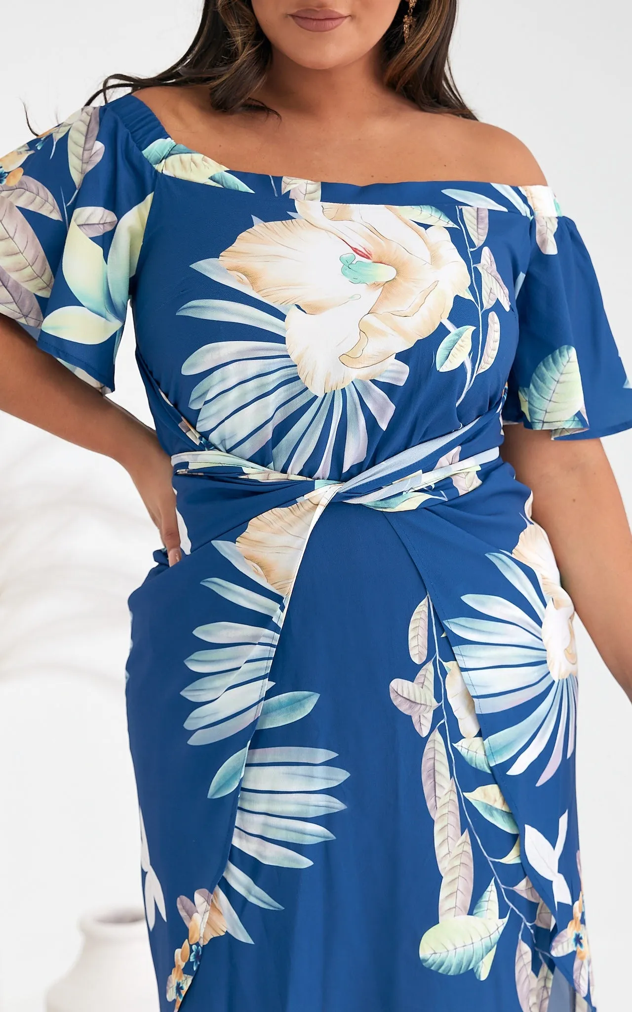 Penelope Wrap Dress - Blue Floral