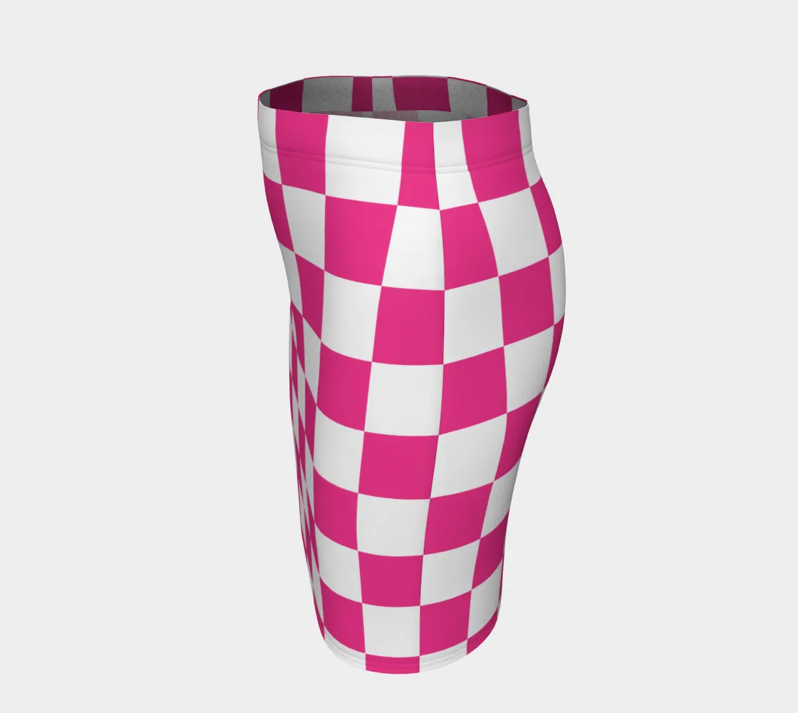 Pink Checkered Fitted Skirt