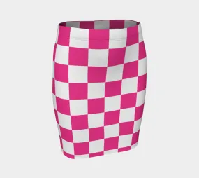 Pink Checkered Fitted Skirt