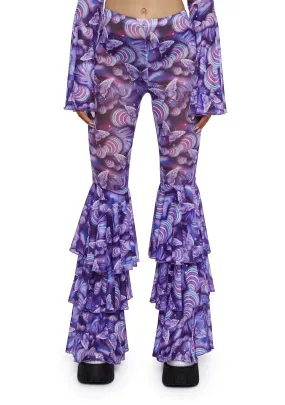 Pixie Wishes Mesh Flare Pants - Purple