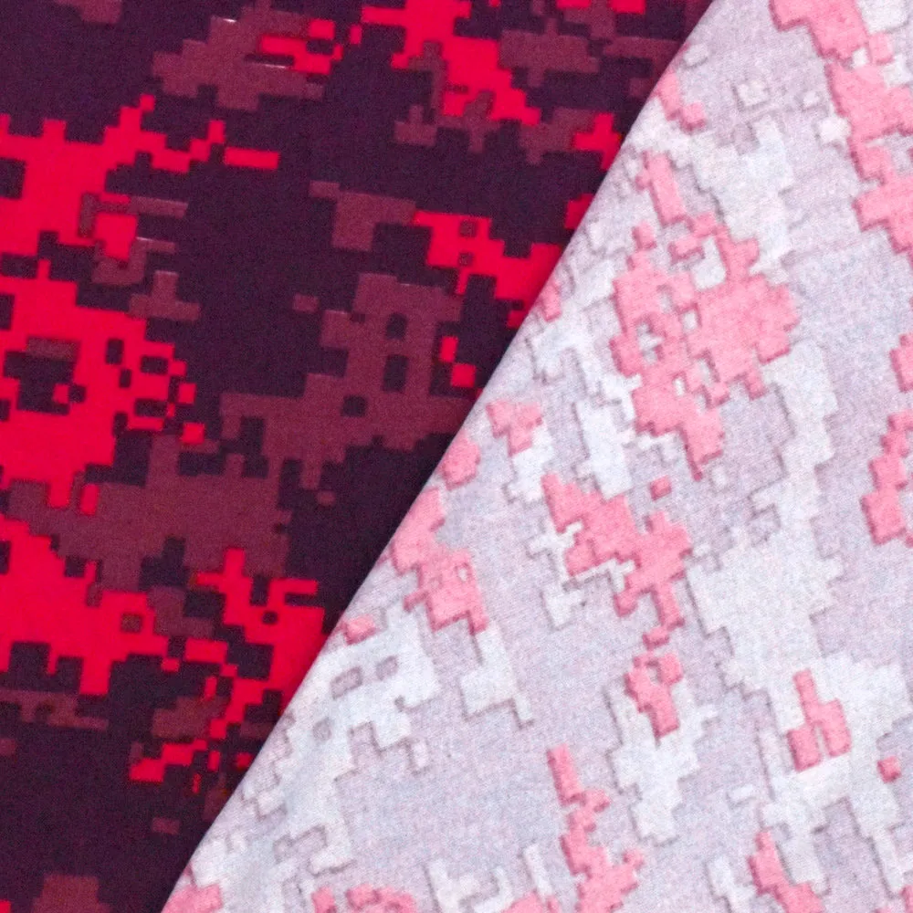 Red-Multi Pixel Camo Printed Double Brushed Stretch ITY Jersey Knit Fabric