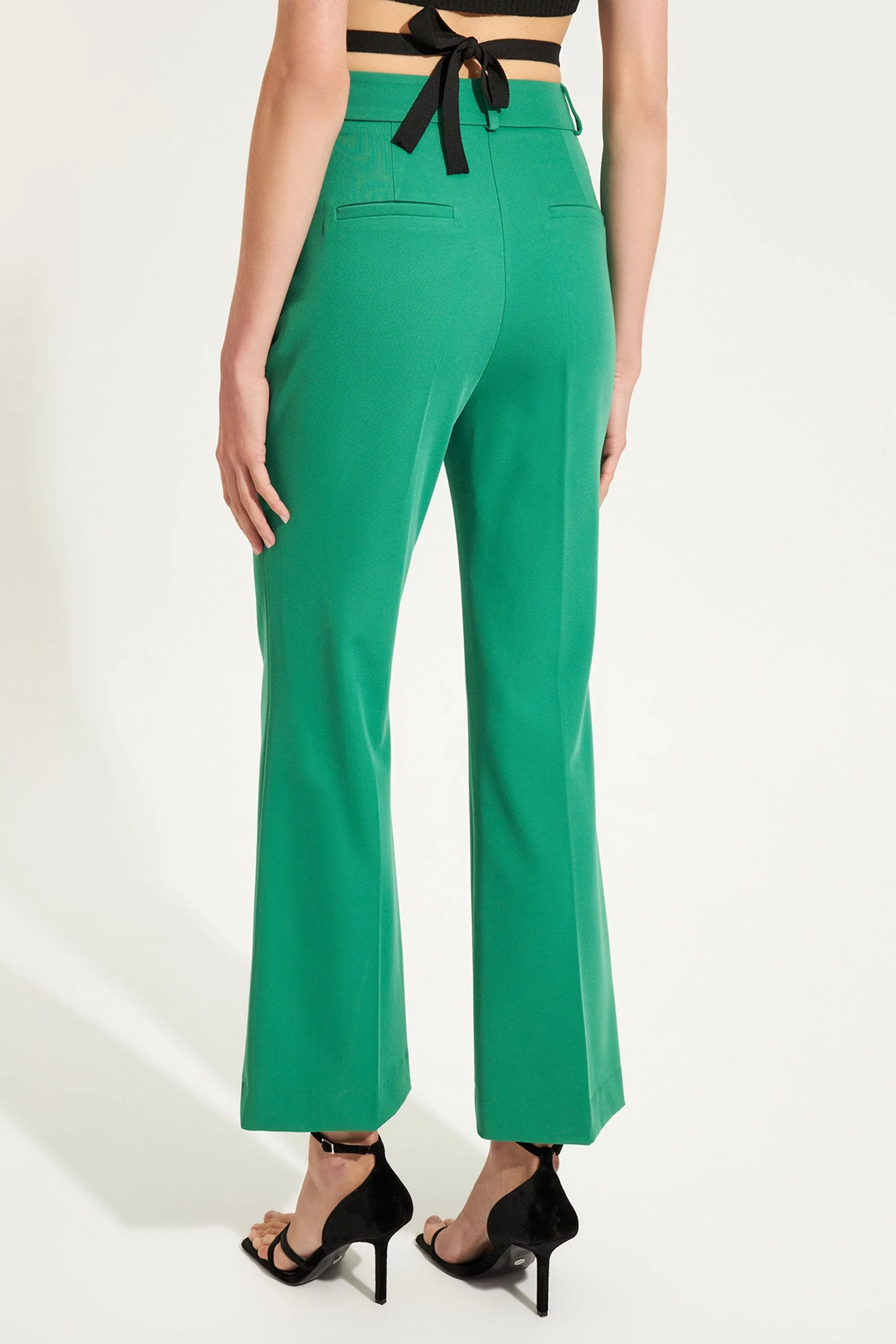 Setre Fitted Bell-Bottom Trousers Green