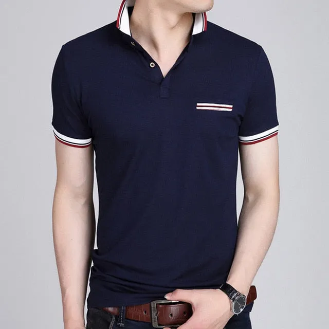 Summer Men Business Casual Breathable White Striped Short Sleeve