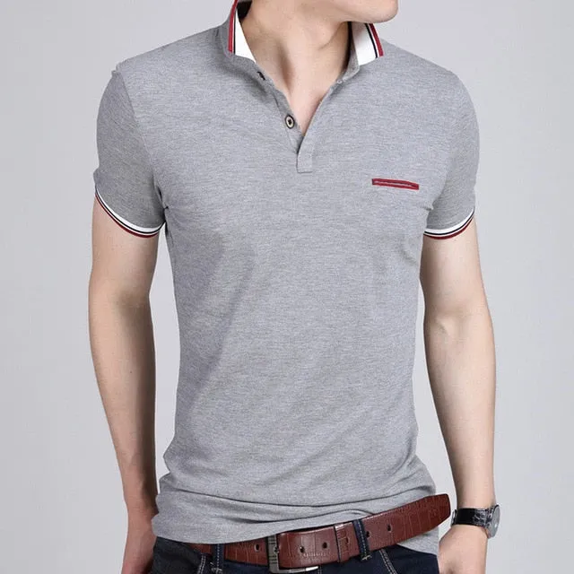 Summer Men Business Casual Breathable White Striped Short Sleeve