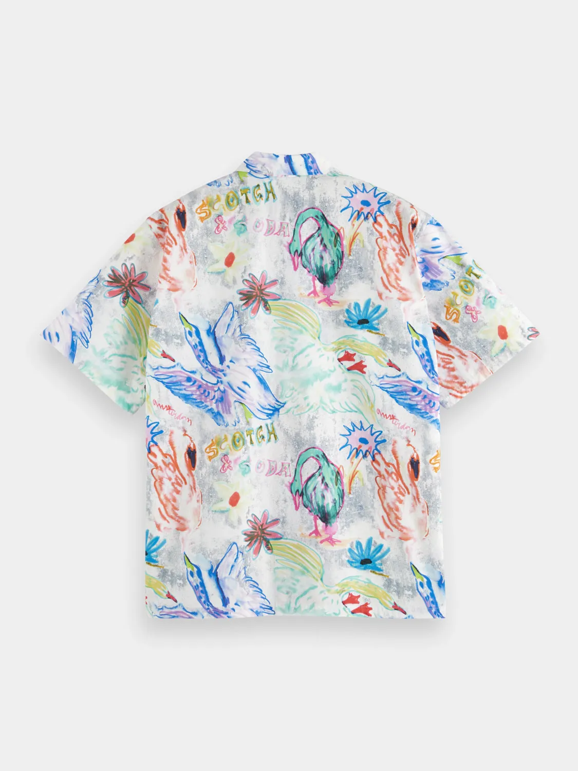 Swan print poplin shirt