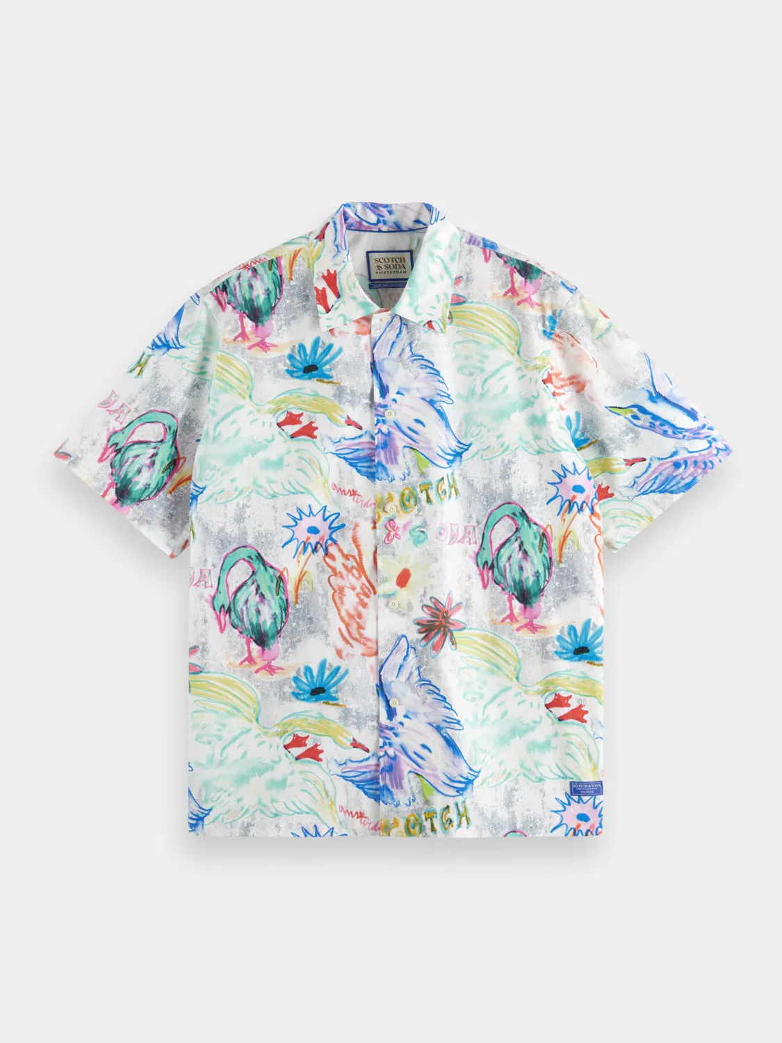 Swan print poplin shirt