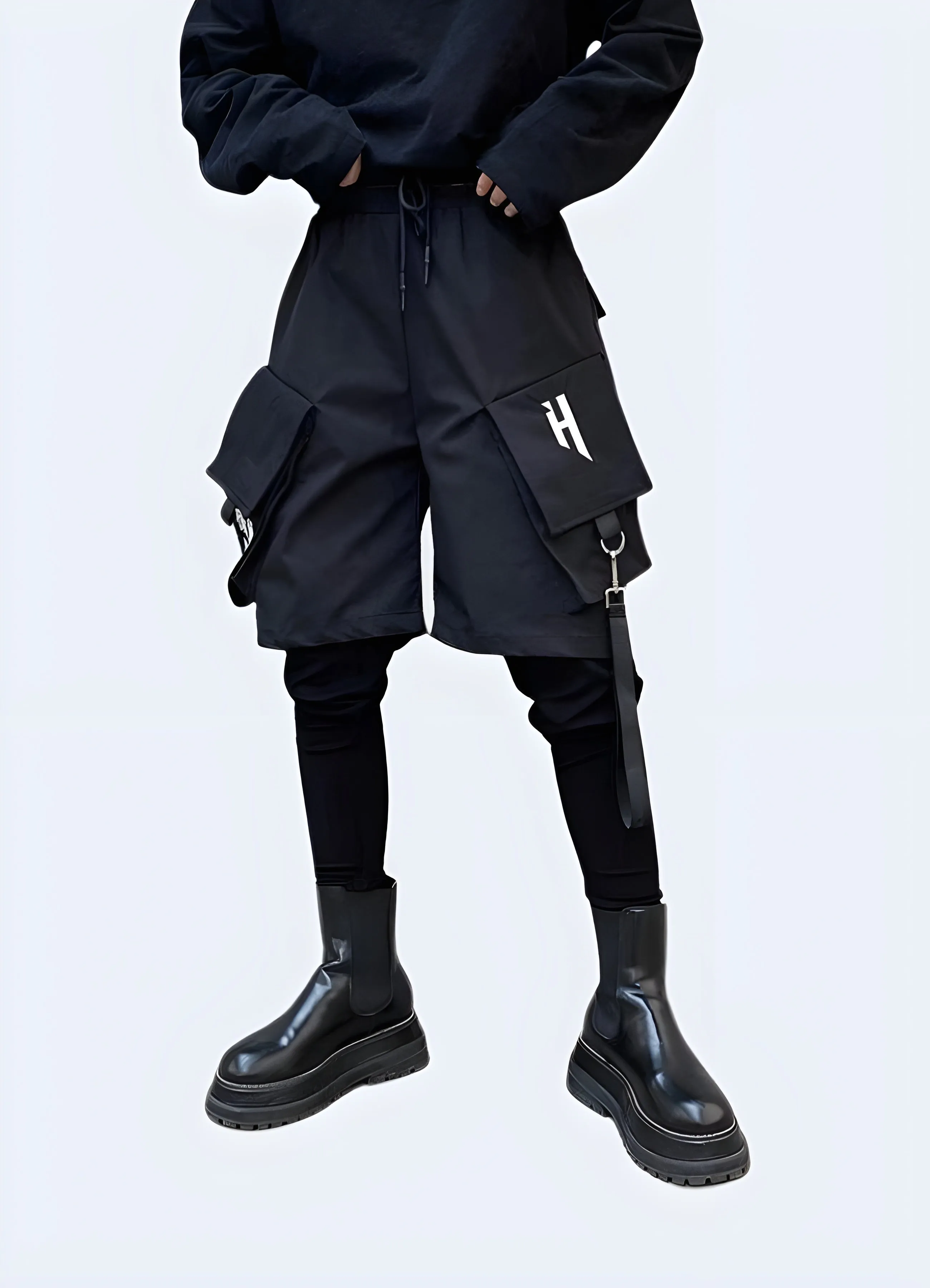 Techwear Leggings Layered with Shorts