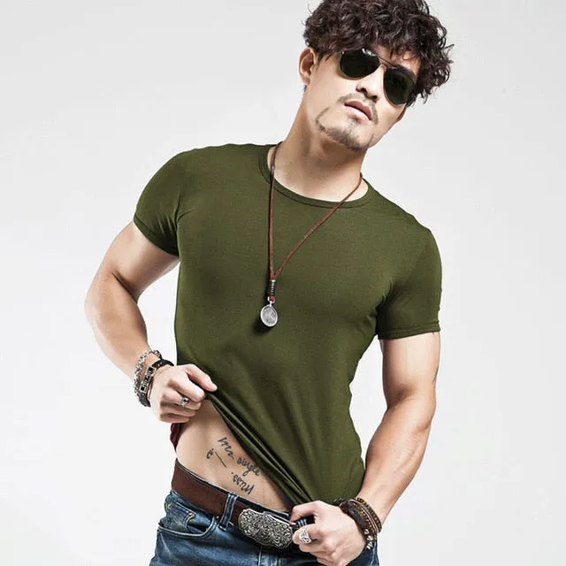 V neck T Shirt Fashion Fitness Casual For Male