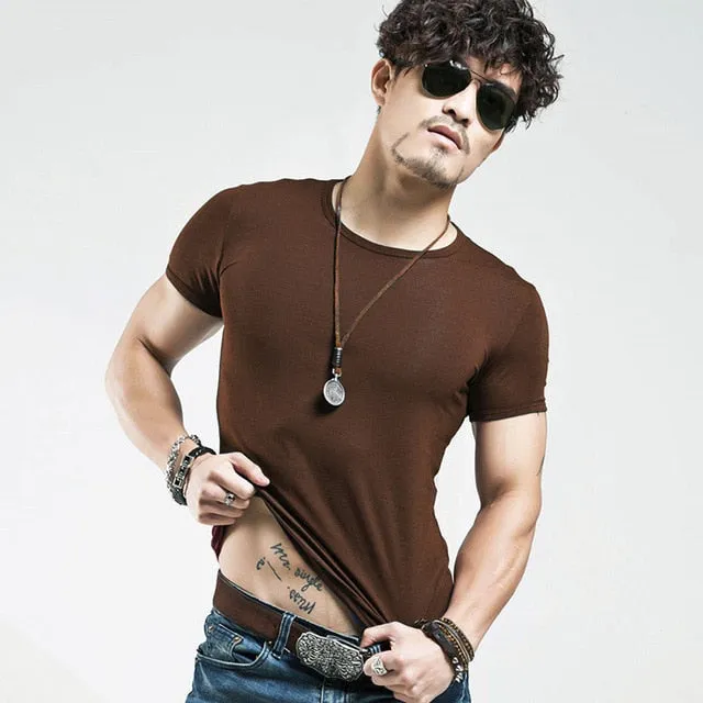 V neck T Shirt Fashion Fitness Casual For Male