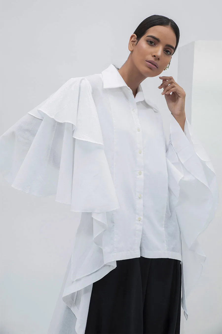 White Layered Bell Shirt