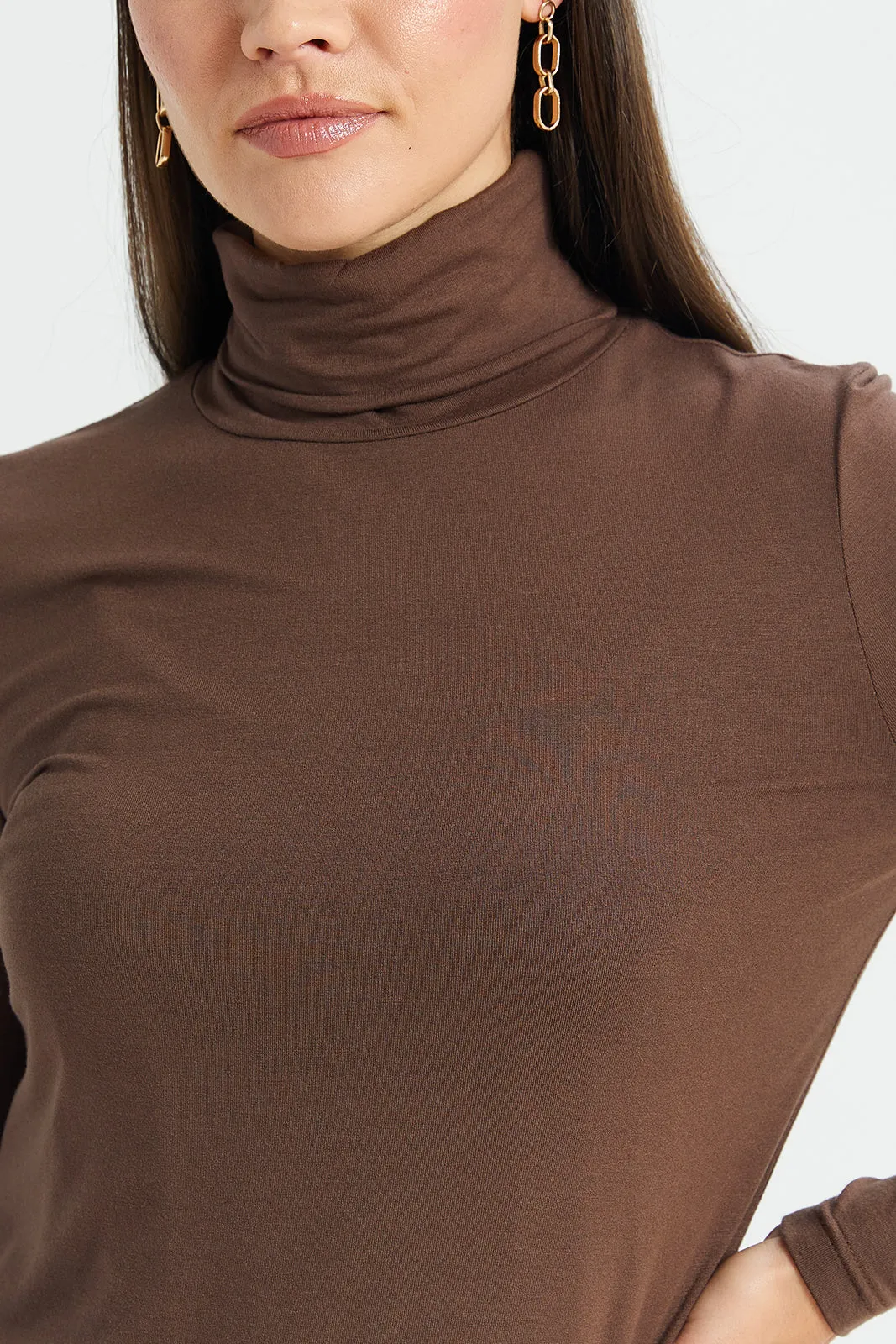 Women Brown Long Sleeve T-Shirt