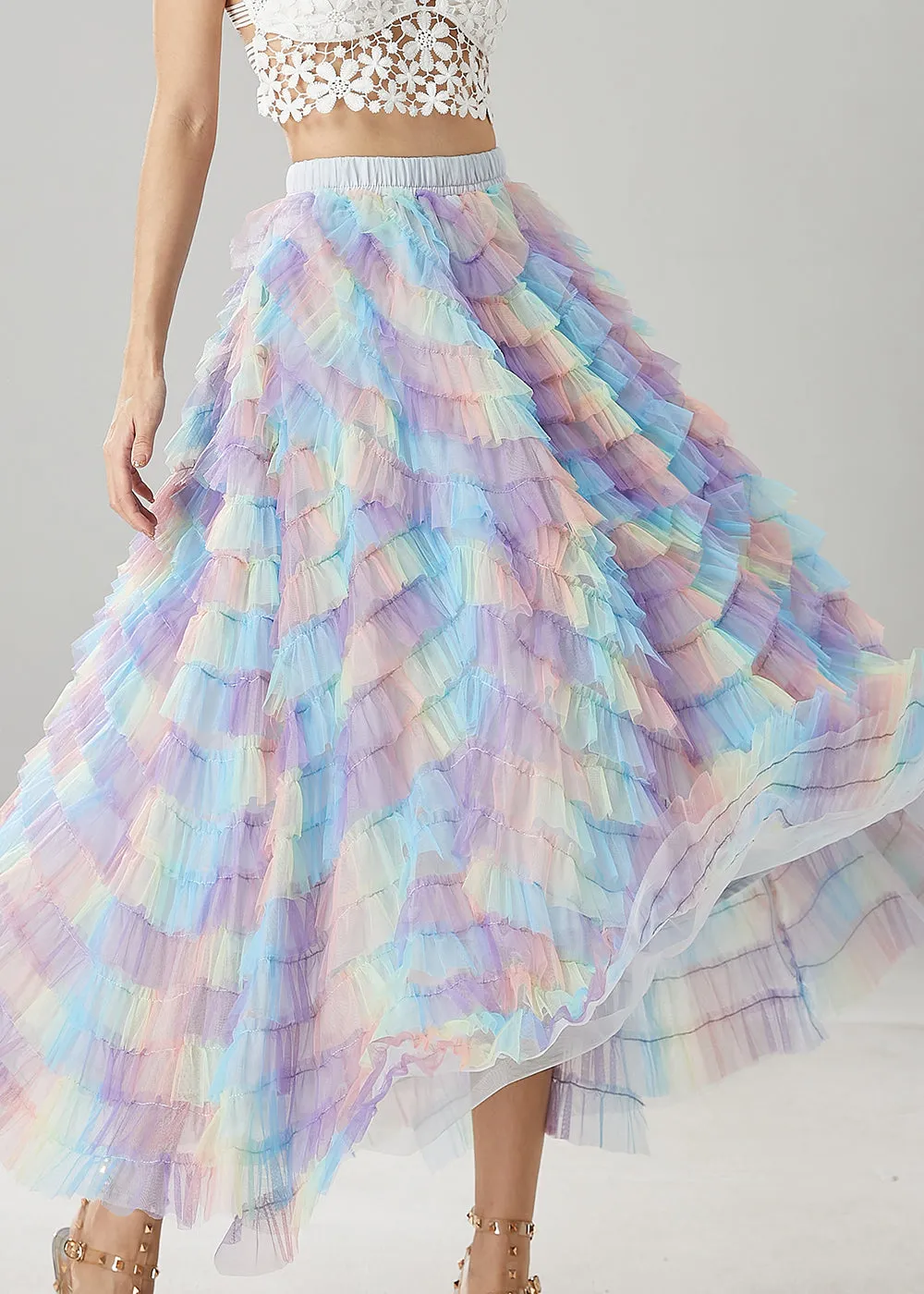 Women Rainbow Exra Large Hem Tulle Skirts Summer YU1031