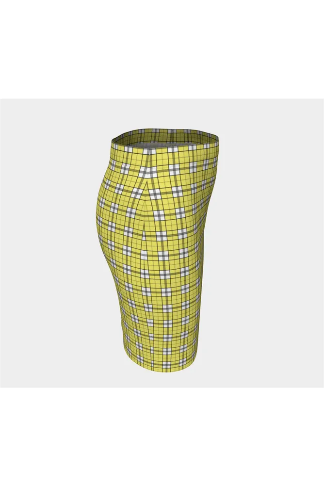 Yellow Plaid Fitted Skirt